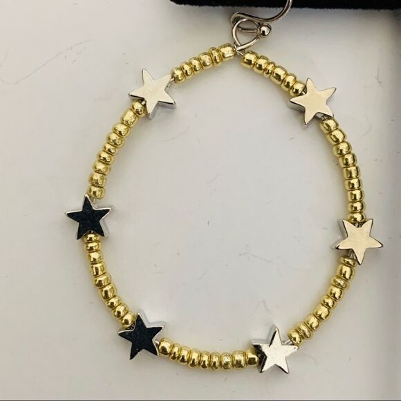 Seed & Star Beaded Hoop, Gold/Silver - Picture 2 of 6